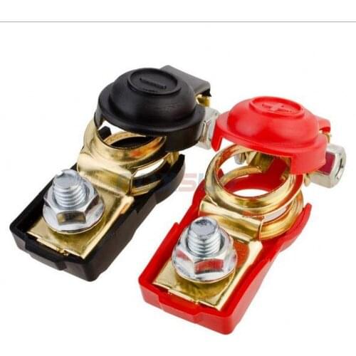 FOXSUR 4pcs 100A Battery Terminal Clamp Connector 12V Car Battery Clips with isolation cover