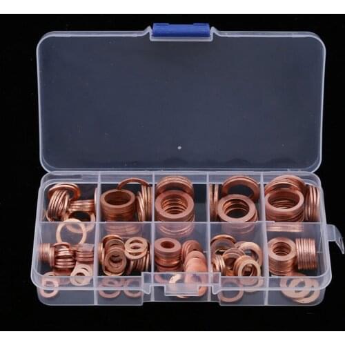 200pcs Oil Drain Plug Washer Copper Seal Ring Gasket Assortment Set M5-M14 Brand New And High Quality Oil Pan Gaskets