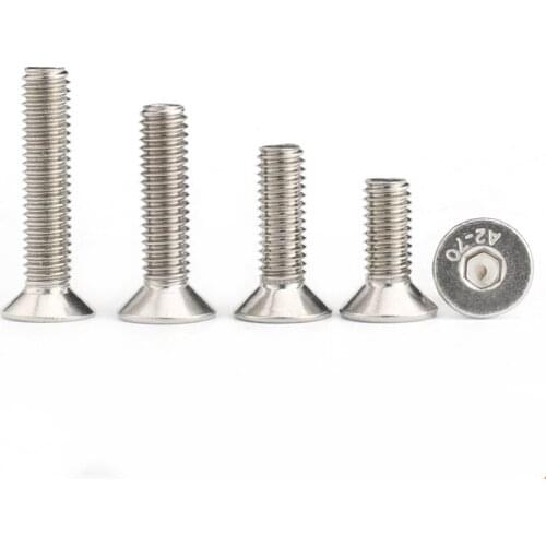 25/150pcs M3 M4 M5 304 Stainless Steel Hexagon Hex Socket Countersunk Screw Flat Head Screw Allen Bolts DIN7991