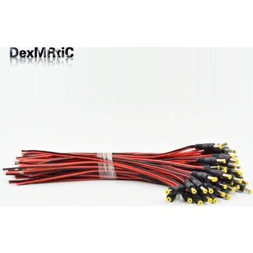 50Pcs Female & Male 5.5 X 2.1mm Copper Core DC Power Connector Adapter Cable Pigtail Plug Wire 5A(12V)
