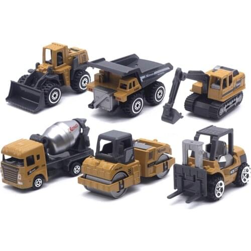 6 pcs Set Baby Toys Mini Construction Vehicle Cars- Forklift, Bulldozer, Road Roller, Excavator, Dump Truck, Tractor Toys
