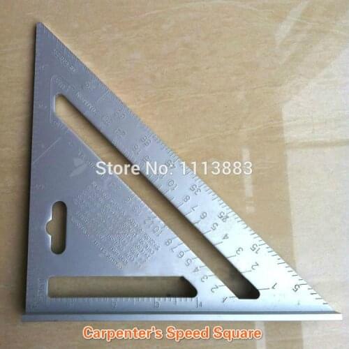 7inch Silver Aluminum Alloy Speed Square Roofing Triangle Angle Protractor Try Square Carpenters Measuring Layout Tool