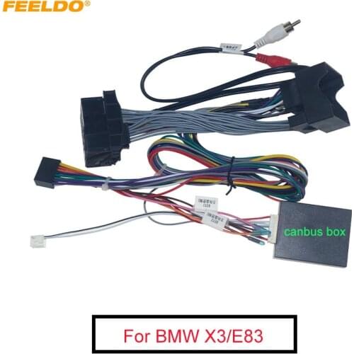 FEELDO Car 16Pin Power Wiring Harness Cable Adapter With Canbus For BMW X3/E83(06-10) Install Aftermarket Android Stereo