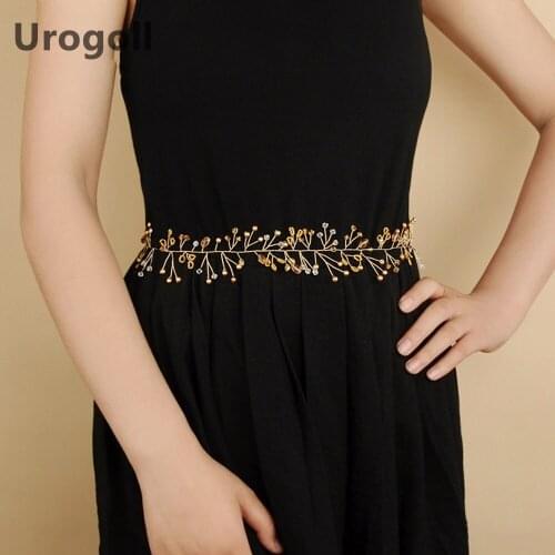 Noble Gold Pearl Wedding Sash Belt Wedding Accessories Dress Belt Prepare By Rhinestone For The Bride Women Dress at Party