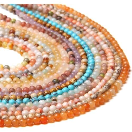 4MM Natural Stone Beads Agat Sodalite Jaspers Jades Bead Bloodstone Smooth Loose Beads For Jewelry Bracelets Making Diy 15.5"