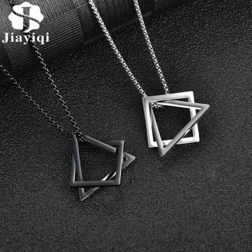 Fashion Simple Pendant Necklace for Men Women Stainless Steel Geometric Interlocking Chain Choker Male Jewelry Accessories Gifts