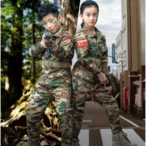 120-160 Cm Height Kids Camouflage Tactical CS Training Suits Outdoor Children CP Fishing Hunting Sets Hiking Trekking Uniforms
