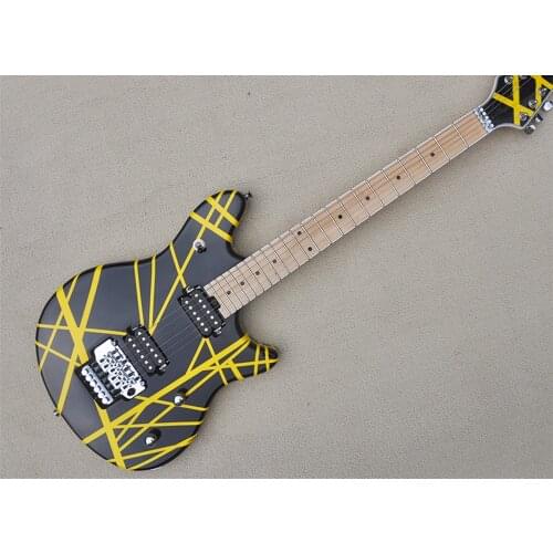 Factory Outlet-6 Strings Black Striped Electric Guitar with Humbuckers Pickups,Maple Fretboard