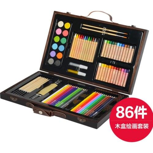 Stationery Gift Box Suit Painting Paint Brush Wooden Box Pupil Birthday Gift Fine Arts Stationery Learning Supplies Group