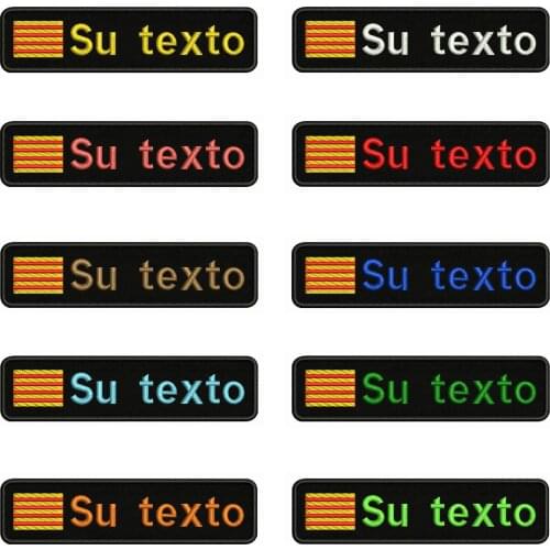 Catalan flag Catalonia 10X2.5cm Embroidery Custom Name Text Patch Stripes badge Iron On Or Velcro Backing Patches For Clothes