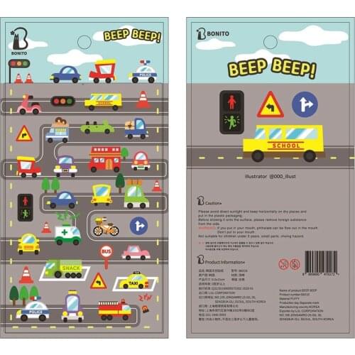 Korea Brand Bonito Cartoon Cars Design Scrapbooking 3D Foam Puffy Sticker For DIY Stationery Diary Mobile Cups Decoration