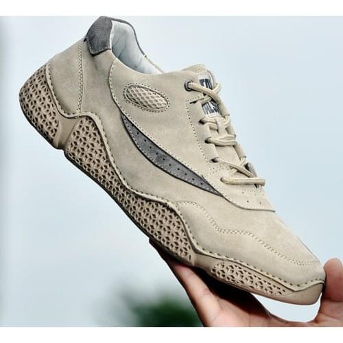 Retro Men Shoes Fashion Leather Suede Shoes Men Autumn Lace up Comfortable Footwear Casual Mens Sneakers Outdoor Walking Shoes
