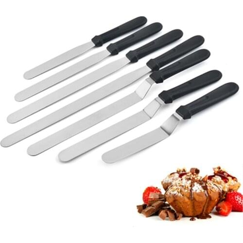 Cake Cream Knife Spatula Stainless Steel Scraper with Plastic Handle DIY Cake Smoother Pastry Decorating Toos 6" 8" 10" Spatula
