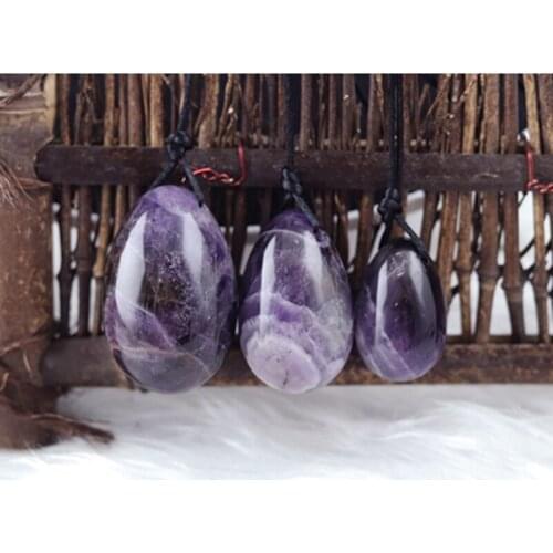 Natural Amethyst Yoni Egg Set Female Pelvic Floor Muscle Kegel Movement Tightening Emerald Crystal Yoni Egg