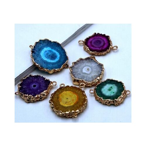 Natural stone gold chrysanthemum white agates Quartz crystal pendant for diy jewelry making necklace Accessories5PCS A2