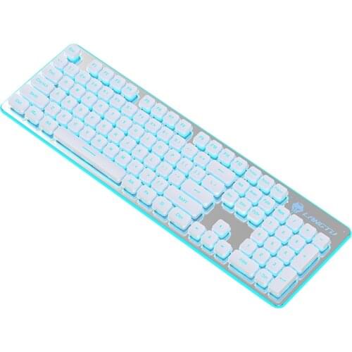 Wired USB Gaming Keyboard with LED Backlight 104 Keys Full Size Mute Click Keyboard with Numeric Keys for Gamers and Typists