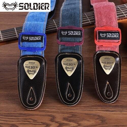 Soldier Cowboy Guitar Strap Leather Ends Acoustic Electric Guitar Strap Bass Straps Adjustable Shoulder Belt Guitar Accessories