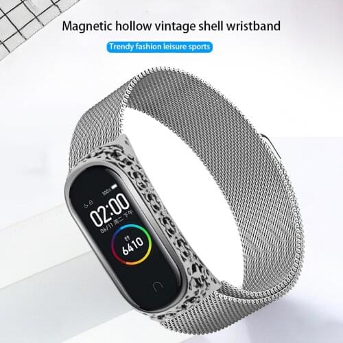 For Mi Band 4 Strap Retro case Milanese Magnet Strap Metal Stainless Steel Watch Band for Xiaomi Mi Band 3 Wristband Accessories