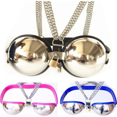 Female Chastity Bra Bondage Belts Stainless Steel Bound Bra Chastity Lock Chastity Underwear Controlled Toys for Women G7-5-61