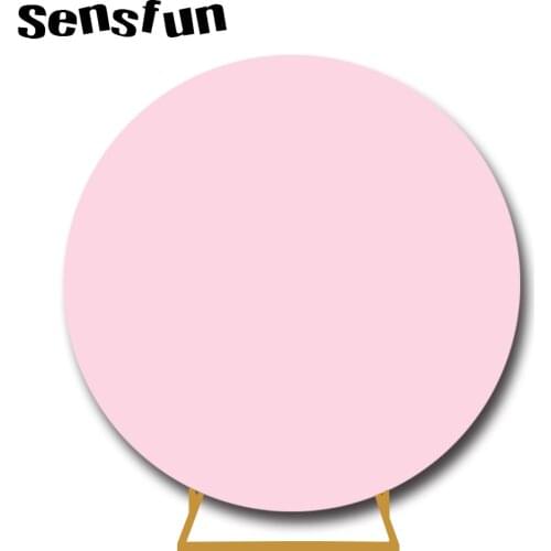 Sensfun Pure Light Pink Baby Shower Round Circle Backdrop For Photography Girs Newborn 1st Birthday Party Backgrounds Photocall