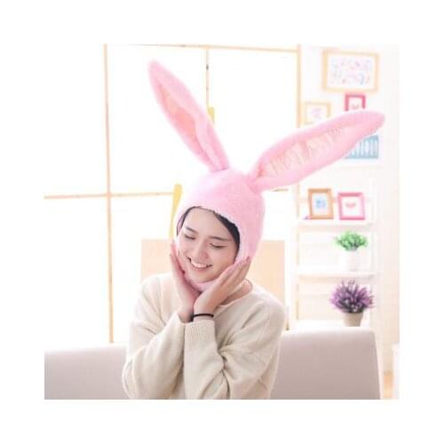 Anime cartoon bunny ears hat cute white pink long ears rabbit sweet girl warm hat headwear Halloween ornament cosplay Adult