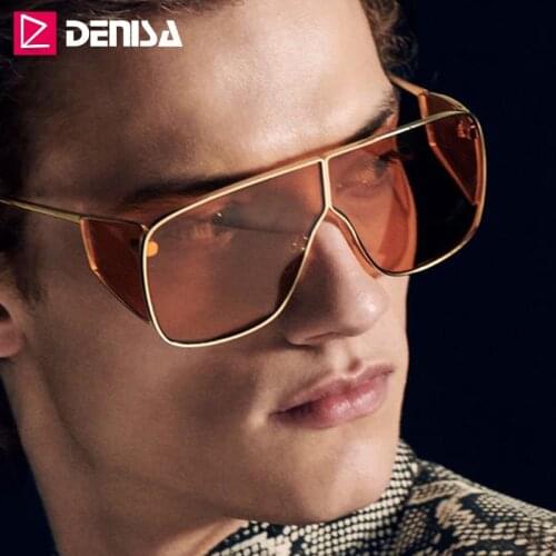 DENISA Unique Design Frame Oversized Sunglasses Man High Quality Big Trendy Sunglasses Brand Woman 100%UV400 Zonnebril G2056