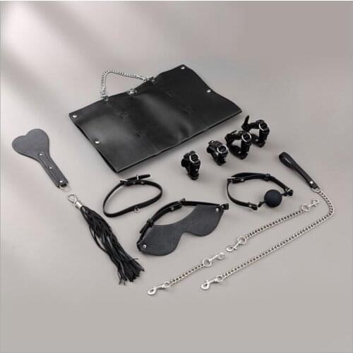 Sex Products Erotic Toys for Adults BDSM Sex Bondage Set Handcuffs Gag Whip Rope Sex Toys For Couples S0849