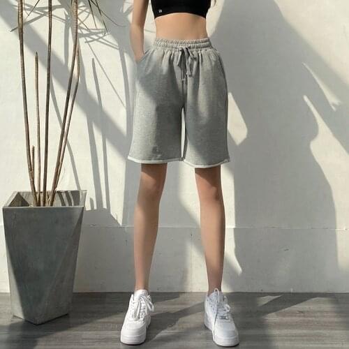 Women Knee Length Sweatpants Fashion Harajuku High Waist Loose Rolled Casual Pants Drawstring Trousers Streetwear Sportswear