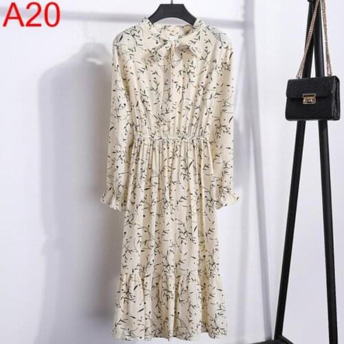 2021Fashion Casual Summer Dress Women Long Sleeve Vintage Chiffon Shirt Vestidos For Ladies Floral Midi Autumn Dresses Polka Dot