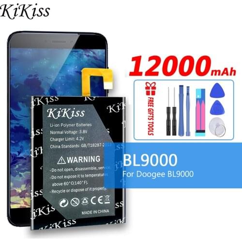 100% Original KiKiss 12000mAh BL 9000 Battery for Doogee BL9000 Mobile Phone Replacement Accumulator + Free Tools
