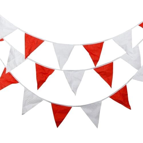 120 Feet Solid Red White Pennant Banners Flags String Bunting Party Decorations Grand Opening Kids Birthday Events Celebration