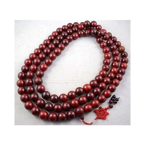 15mm Big Tibetan Buddhism 108 red sandalwood Prayer Bead Mala Necklace