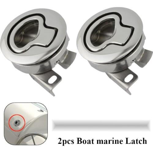 2PCS Mirror Polished stainless steel Flush Boat marine Latch Flush Pull Latches Slam lift handle Deck Hatch marine hardware