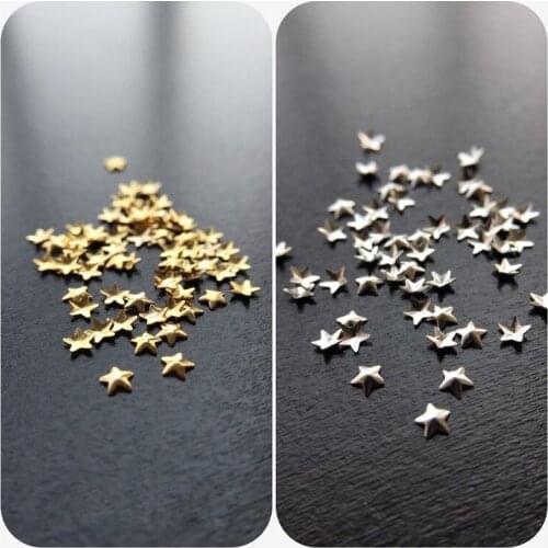 Free Shipping 250Pcs Punk Rivet Golden Silver MINI star shape Metal Nail Art Metallic Studs in 2.5mm size