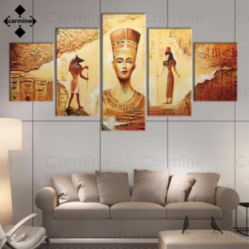 5 Pieces Ancient Egyptian Canvas Painting Antique Hieroglyphs Art Posters and Print Elements Poster for Home Interior Room Decor