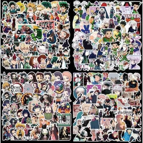 50pcs Anime Jujutsu Kaisen saiki k My Hero Academia Haikyuu Demon Slayer HUNTER×HUNTER Attack on Titan stickers