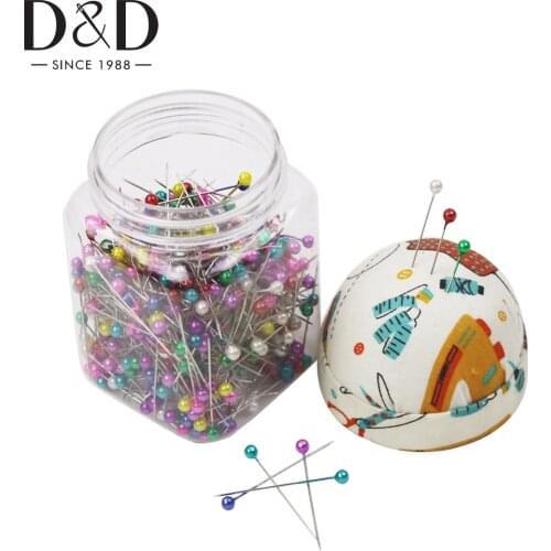 500pcs Sewing Pins Round Pearl Head Pins Quilting Pins in Plastic Storage Jar with Pin Cushion DIY Crafts Accessories