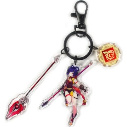 Anime Genshin Impact Key Chain Cartoon Cute Acrylic Pendant Cosplay Badge