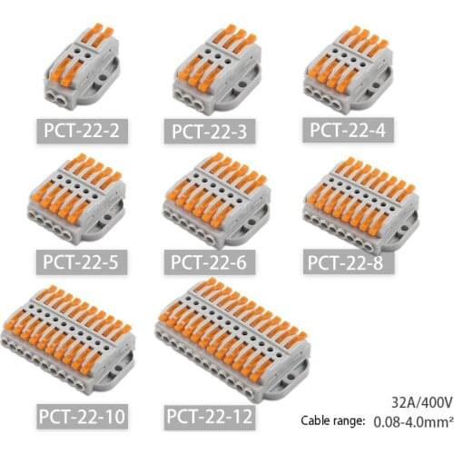 Free shipping Fast terminal connector PCT-22 series multi-function wire quick splitter without tape