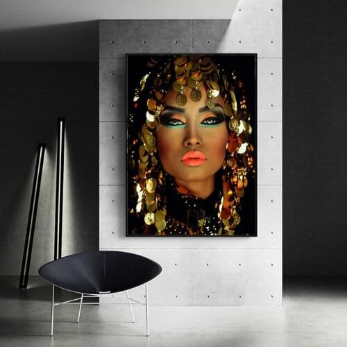 Bling Gold Makeup Woman Canvas Paintings Home Wall Art Posters and Prints Wall Pictures for Living Room Home Wall Cuadros Decor