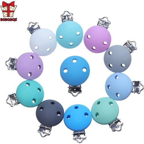 BOBO.BOX 1pcs Silicone Pacifier Chain Clip Holder Round Shaped Silicone Baby Teether DIY Cute Infant Clip Attachments Clip Beads