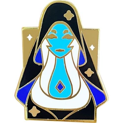 A hard enamel pin based on Blue Diamond from the Steven Universe show