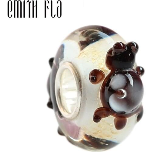Emith Fla 925 Sterling Silver Large Hole 3D Animal Tortois Murano Glass DIY European Charm Beads Fit Brand Bracelet Jewelry