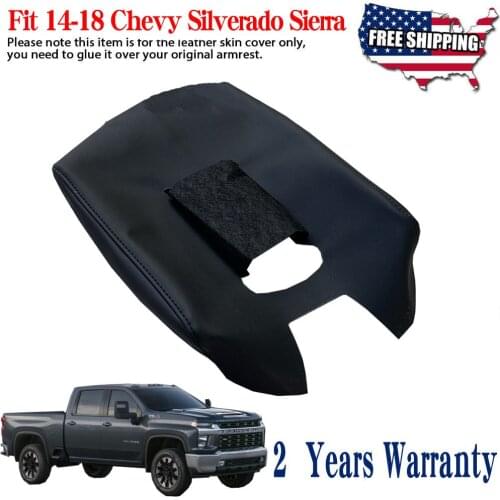 Car Center Armrest Control Panel Holder Cover Stitching Leather Shell Trim Fit for 2014-2018 Chevy Silverado Sierra