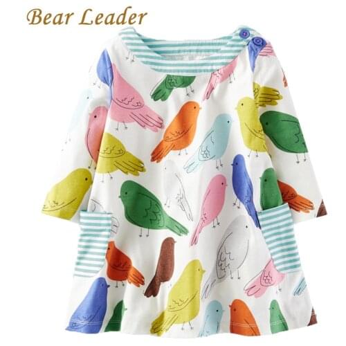 Bear Leader Children Clothing Girls Dress Spring Autumn Fashion Outfits for Teenager Girl Cartoon Print Pattern Kid girl Clothes