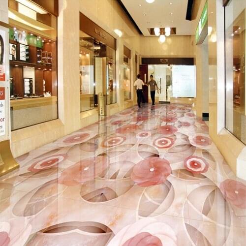 Custom Floor Mural Abstract Flower Pattern 3D Floor Wallpaper Murals PVC Waterproof Self-adhesive Art Wall Painting Living Room