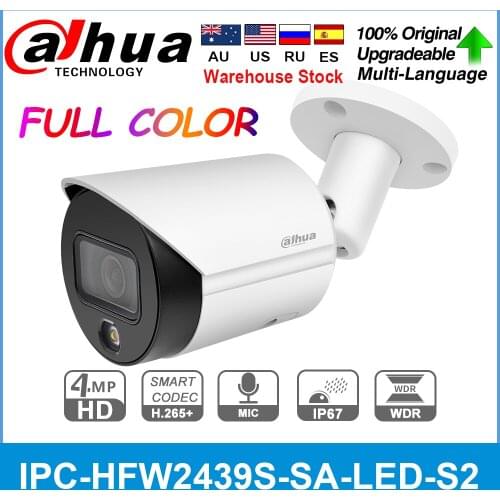 Dahua IP camera Original 4MP HD IPC-HFW2439S-SA-LED-S2 POE Built-in Microphone & SD card IP67 IPC H.265 Colorful Night Vision