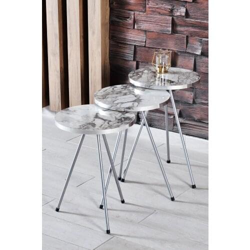 Zigon coffee table 3 pcs silver color metal toe fashionable and aesthetic, practical convenient in the office and at home coffee table