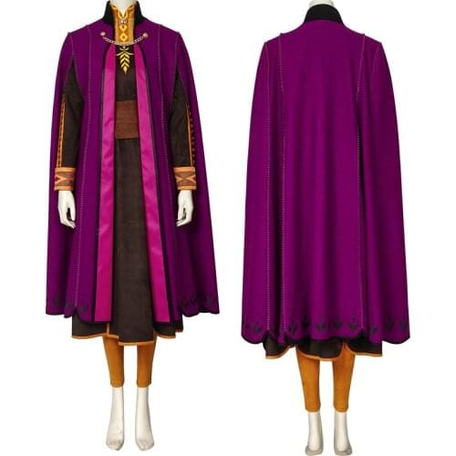 Movie Ice Snow Queen 2 Cosplay Princess Anna Costume Adult Women Party Dress Halloween Carnival Clothes With Boots