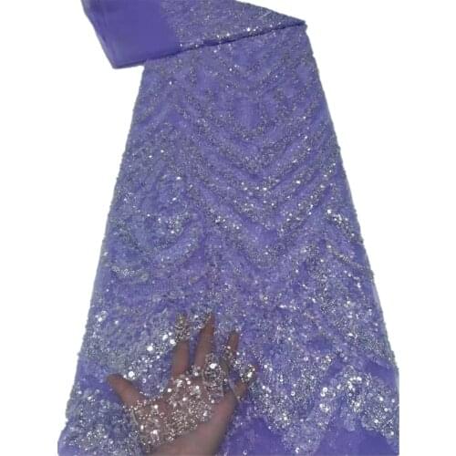 SJ Lace High Quality African Tassels Sequins Lace Fabric Evening Party Materials French Mesh Lace Fabrics For Nigerian cd6-58